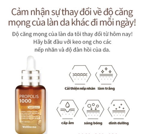Tinh chất lọc ong Propolis 1000 Wellderma 50ml (100ea)