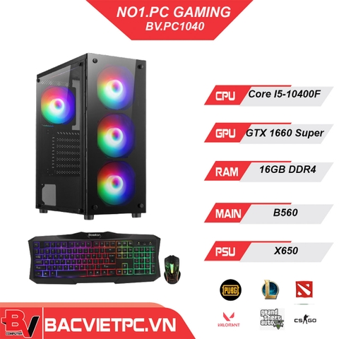 PC GAMING - ĐỒ HỌA INTEL I5-10400F | RAM 16GB | GTX 1660 SUPER NEW | SSD 240GB