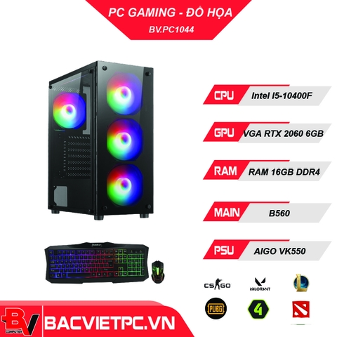 PC GAMING - ĐỒ HỌA INTEL I5-10400F | RAM 16GB | RTX 2060 | SSD240G