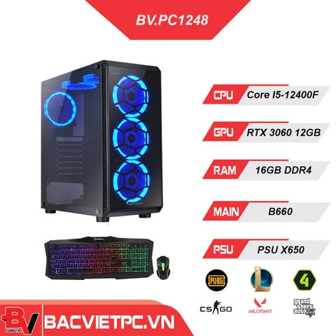 PC GAMING - ĐỒ HỌA INTEL I5-12400F | RAM 16GB | RTX 3060 12G | NVME 250GB