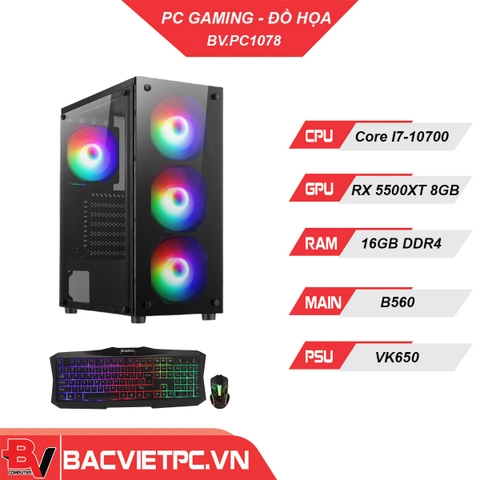 PC GAMING - ĐỒ HỌA INTEL I7-10700 | RAM 16GB | RX 5500 XT 8GB | SSD 240GB