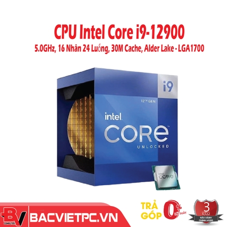 CPU Intel Core i9-12900 (2.4GHz turbo up to 5.1Ghz, 16 nhân 24 luồng, 30MB Cache, 65W) - Socket Intel LGA 1700/Alder Lake)