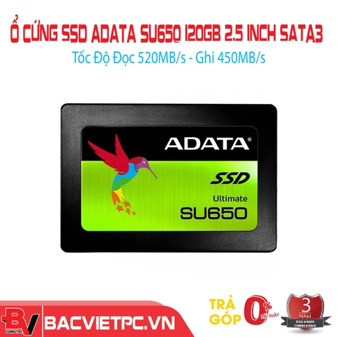 Ổ cứng SSD Adata SU650 120GB 2.5 inch SATA3 (Đọc 520MB/s - Ghi 450MB/s) - (ASU650SS-120GT-R)