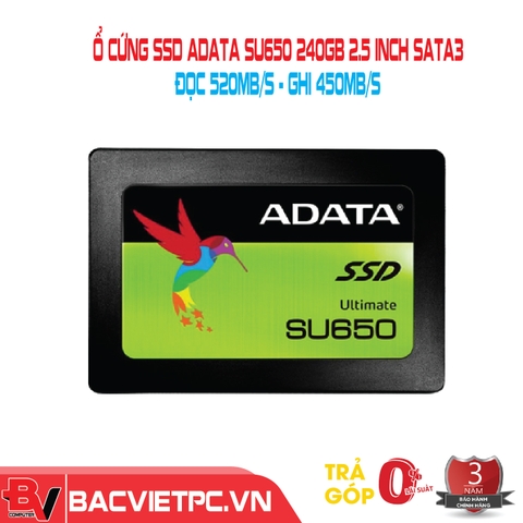Ổ cứng SSD Adata SU650 240GB 2.5 inch SATA3 (Đọc 520MBs - Ghi 450MBs)