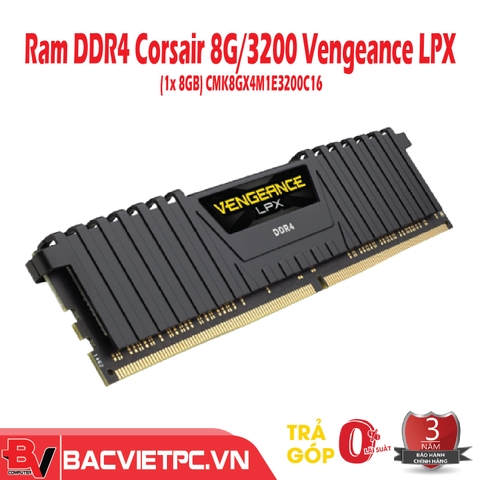 Ram DDR4 Corsair 8G3200 Vengeance LPX (1x 8GB) CMK8GX4M1E3200C16