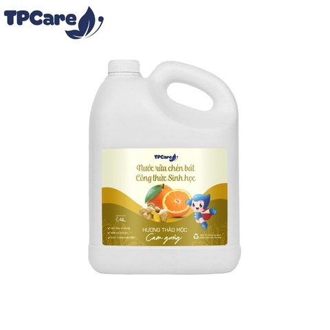 Nước rửa chén bát công thức sinh học, hương thảo mộc cam gừng-TPCare, can (4lít).