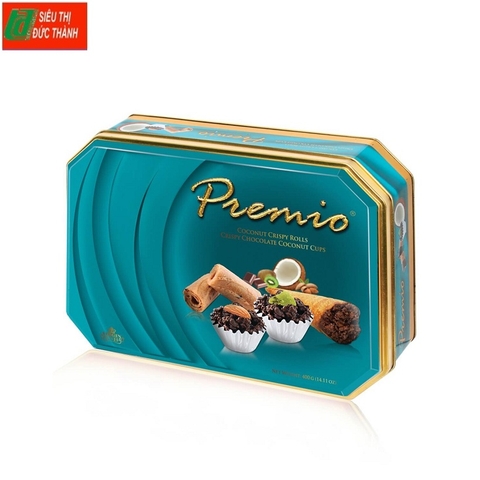 Bánh quế phủ socola cao cấp Premio-Thái Lan, hộp thiếc chữ nhật (400g).