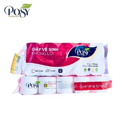Giấy vệ sinh Posy có lõi (10 cuộn, 4 lớp),