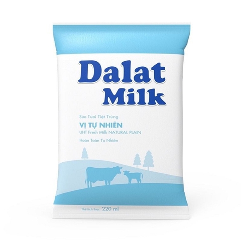 Sữa tươi tiệt trùng DALAT Milk vị tự nhiên, túi (220ml),