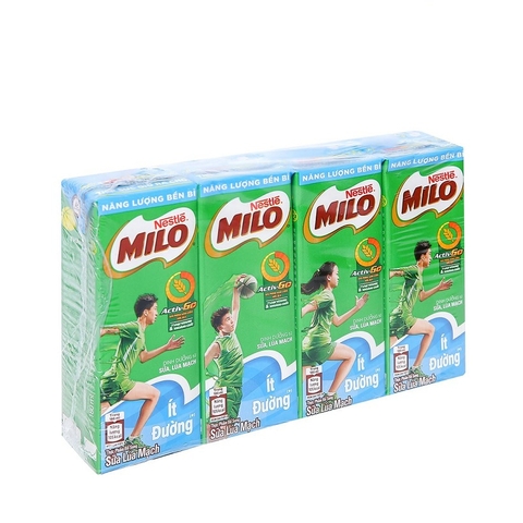 Sữa lúa mạch Milo-Nestle, ít đường (180ml*4hộp),