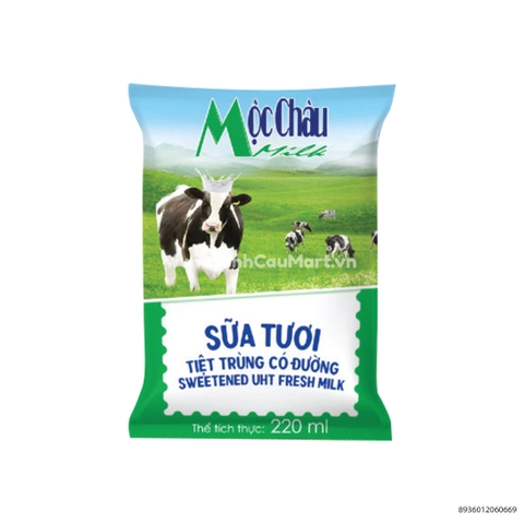 Sữa tươi tiệt trùng Mộc Châu có đường, thùng (220ml*48túi),