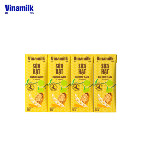 Sữa đậu nành hạt óc chó, ít đường-Vinamilk (180ml*4hộp).