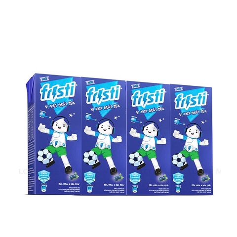 Sữa chua hoa quả, vị việt quất sữa-Fristi, vỉ (180ml*4hộp),