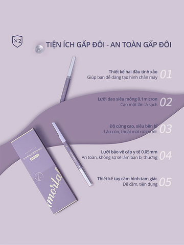 Bộ 2 Dao Cạo Lông Mày Amortals Hai Đầu Tiện Dụng, Dao Tỉa Lông Mày Cạo Râu Tiện Lợi