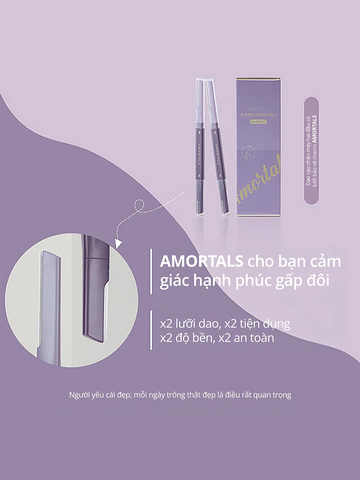 Bộ 2 Dao Cạo Lông Mày Amortals Hai Đầu Tiện Dụng, Dao Tỉa Lông Mày Cạo Râu Tiện Lợi