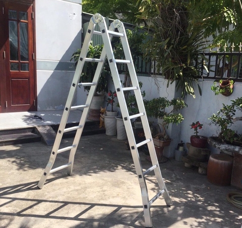 Thang nhôm NiNDA ND-205 gấp chữ A 1m5, duỗi thẳng 3m