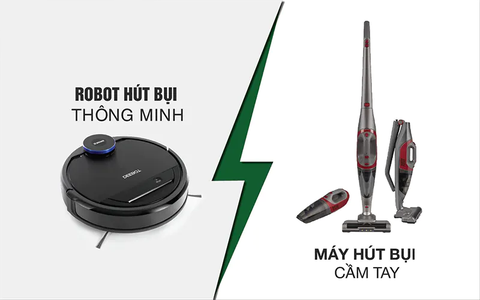 So sánh robot hút bụi thông minh và máy hút bụi cầm tay