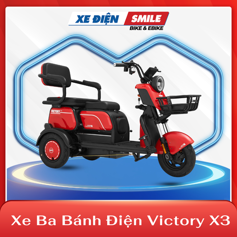 Xe ba bánh điện victory x3 màu đỏ