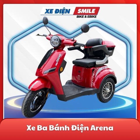 Xe ba bánh điện Arena màu đỏ, xe ba bánh điện HCM, xe điện cho người lớn tuổi