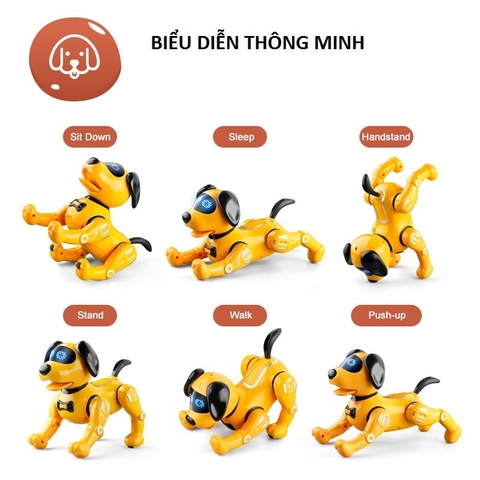 Đồ chơi chó robot điều khiển từ xa kèm pin sạc có sủa gáy, phát giọng nói đối thoại, nhảy múa thông minh cho bé