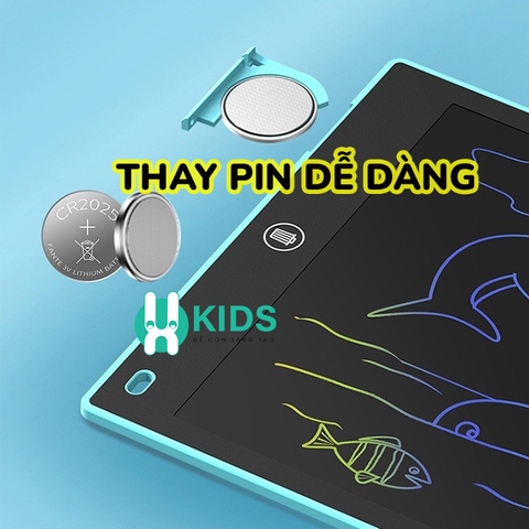 Bảng vẽ tập viết thông minh LCD đa sắc tự xóa loại mới 2024 đủ size 8,5 - 12inch cho bé học tập kèm bút và sẵn pin