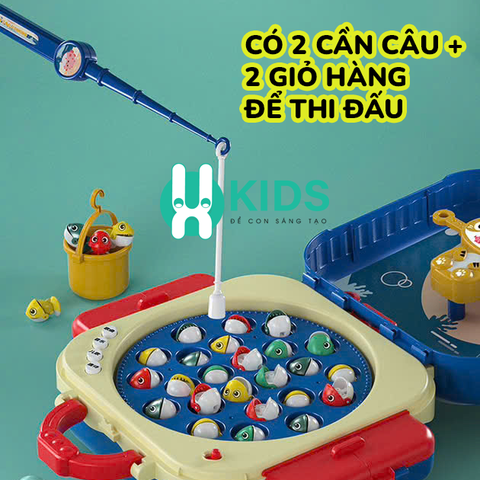 Đồ chơi câu cá nam châm đa năng kết hợp cặp vali xách tay cỡ lớn gấp gọn tiện lợi có sạc USB, nhạc vui nhộn cho bé