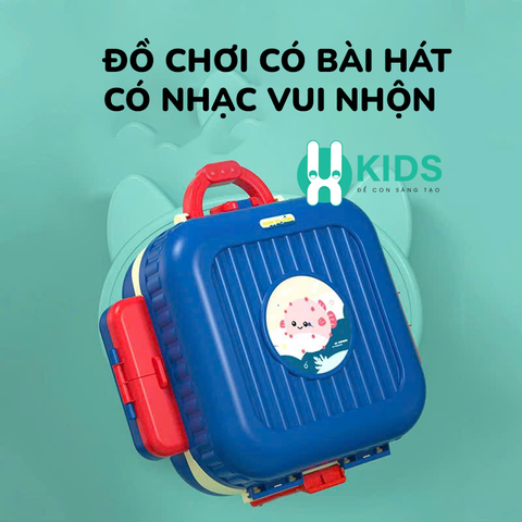 Đồ chơi câu cá nam châm đa năng kết hợp cặp vali xách tay cỡ lớn gấp gọn tiện lợi có sạc USB, nhạc vui nhộn cho bé