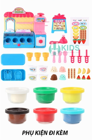 Đồ chơi máy bán kem có đèn với đất nặn nhiều màu