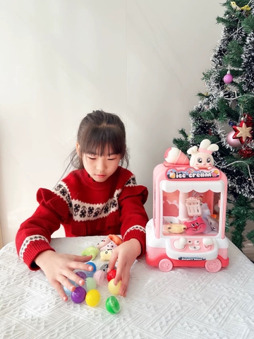 Máy gắp gấu bông mô hình xe ô tô bán kem cỡ bự ICE CREAM loại mới nhất 2024 kèm nhiều đồ chơi có đèn có nhạc cho bé