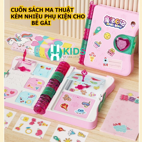Đồ chơi sách nhật ký ma thuật, hộp quà tặng bí mật vui nhộn kèm nhiều phụ kiện sticker dễ thương cho bé gái