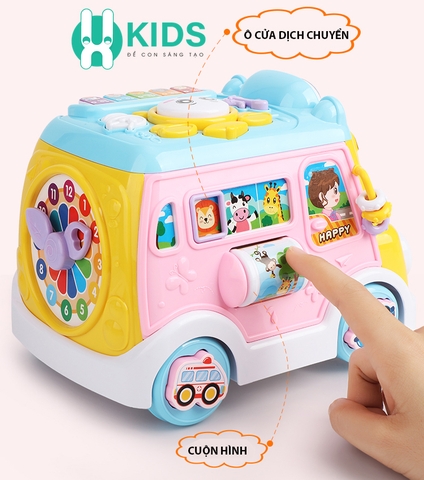Xe buýt vui nhộn có đèn nhạc phát tiếng động vật vui nhộn