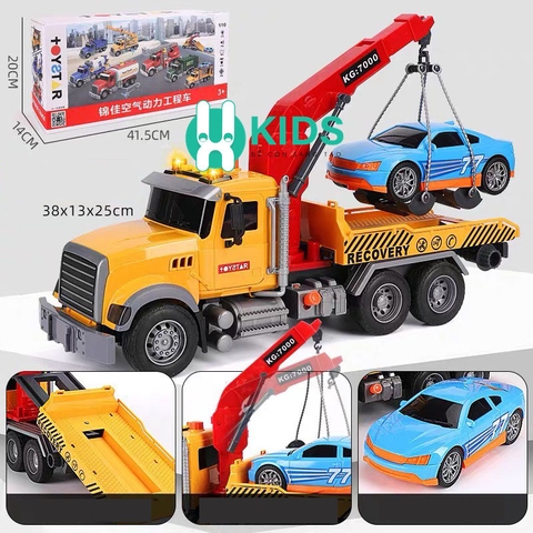 Đồ chơi xe ô tô cứu hộ giao thông cao cấp chạy đà có đèn nhạc mô hình hoạt động nâng hạ như thật cho trẻ em