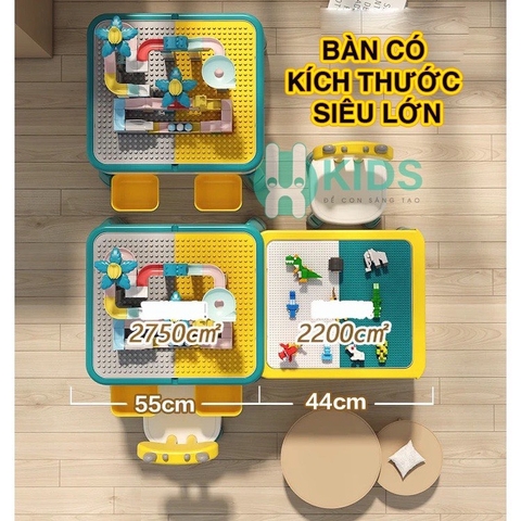 Bàn xếp hình lego đa chức năng có thể kéo ra kích thước siêu lớn