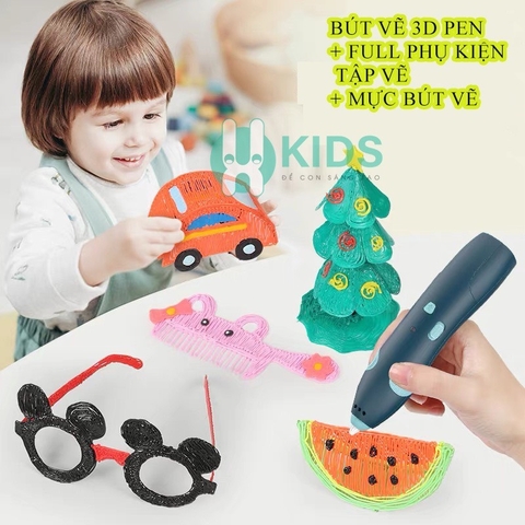 Bút vẽ 3D Pen tạo hình sáng tạo ở mọi không gian kèm phụ kiện tập vẽ