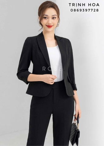 Áo vest nữ công sở tay lỡ màu đen