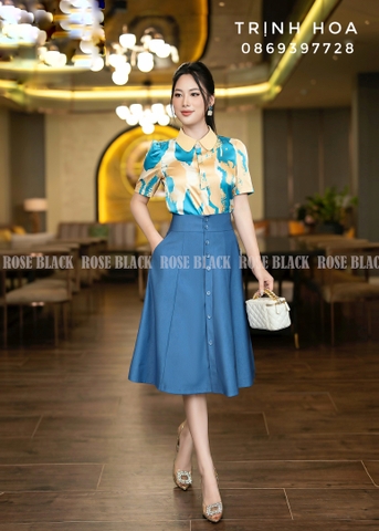 Sơ mi tay lỡ dáng suông chất lụa hoạ tiết trẻ trung