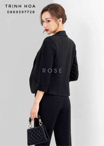 Áo vest nữ công sở tay lỡ màu đen