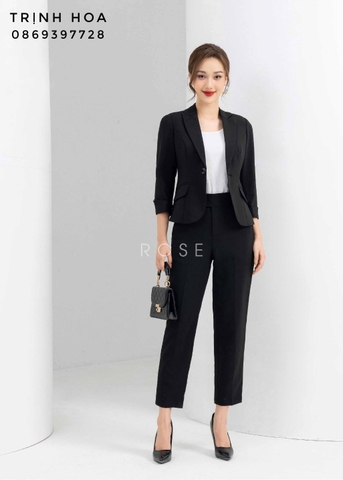 Áo vest nữ công sở tay lỡ màu đen
