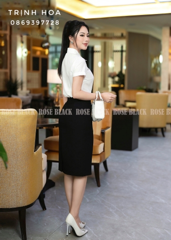 Sơ mi trắng công sở cổ đức cộc tay