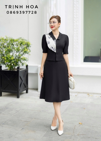 Set bộ nữ màu đen phối sang chảnh