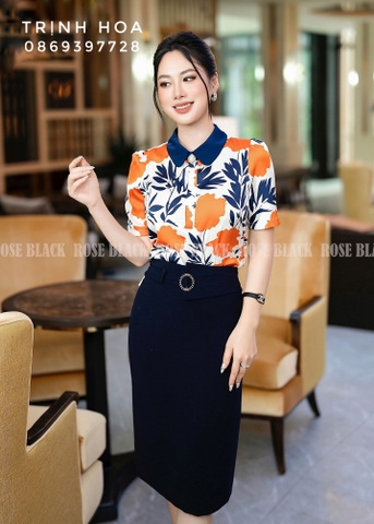 Sơ mi hoạ tiết sang chảnh chất lụa cao cấp