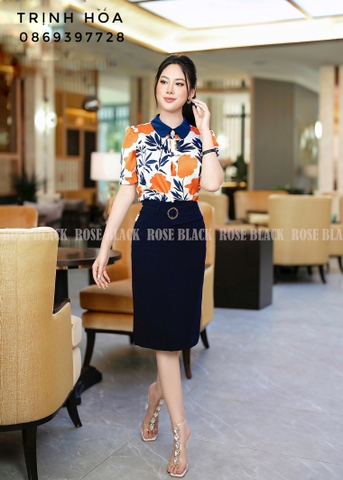 Sơ mi hoạ tiết sang chảnh chất lụa cao cấp