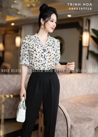 Sơ mi tay lỡ hoạ tiết sang chảnh