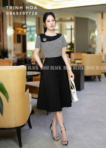 Áo thun nữ kẻ cách điệu 2 màu cực xinh