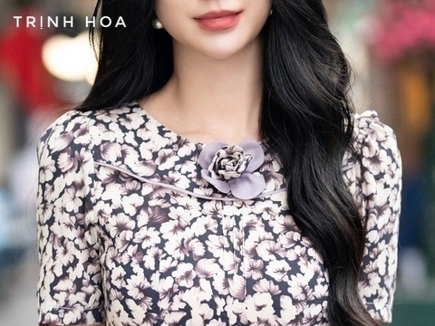 Đầm công sở hoa nhí mùa hè cao cấp 2 màu