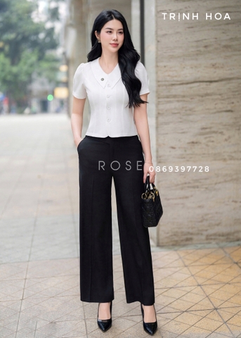 Dáng áo croptop cộc tay cho nàng công sở 2 màu