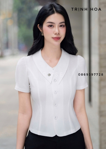 Dáng áo croptop cộc tay cho nàng công sở 2 màu