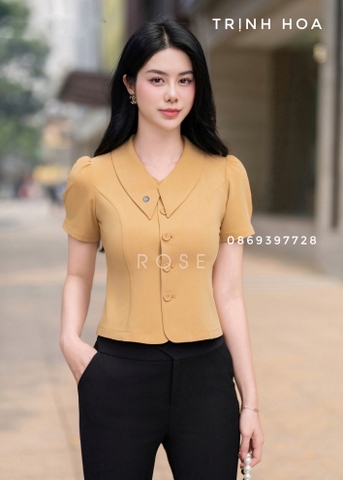 Dáng áo croptop cộc tay cho nàng công sở 2 màu