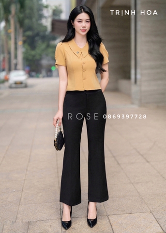 Dáng áo croptop cộc tay cho nàng công sở 2 màu