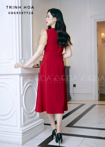 Đầm đỏ dáng xoè cao cấp